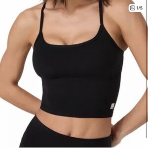 Vuori All The Feels black crop tank top